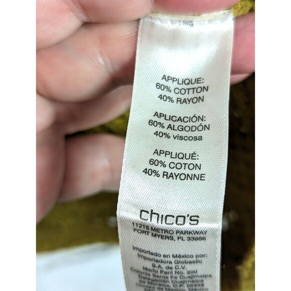 CHICO'S Cottage Boho Pointelle Waffle Knit Cowl Neck Sweater Golden Size 0 (S/4) - Picture 8 of 9